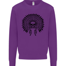 Indian Skull Headdress Biker Motorcycle Kids Sweatshirt Jumper Purple