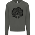 Indian Skull Headdress Biker Motorcycle Kids Sweatshirt Jumper Storm Grey