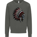 Indian Skull Headdress Biker Motorcycle Kids Sweatshirt Jumper Storm Grey