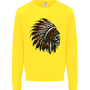 Indian Skull Headdress Biker Motorcycle Kids Sweatshirt Jumper Yellow