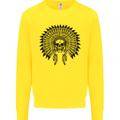 Indian Skull Headdress Biker Motorcycle Kids Sweatshirt Jumper Yellow