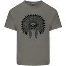 Indian Skull Headdress Biker Motorcycle Kids T-Shirt Childrens Charcoal