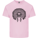 Indian Skull Headdress Biker Motorcycle Kids T-Shirt Childrens Light Pink