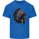 Indian Skull Headdress Biker Motorcycle Kids T-Shirt Childrens Royal Blue