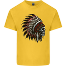 Indian Skull Headdress Biker Motorcycle Kids T-Shirt Childrens Yellow