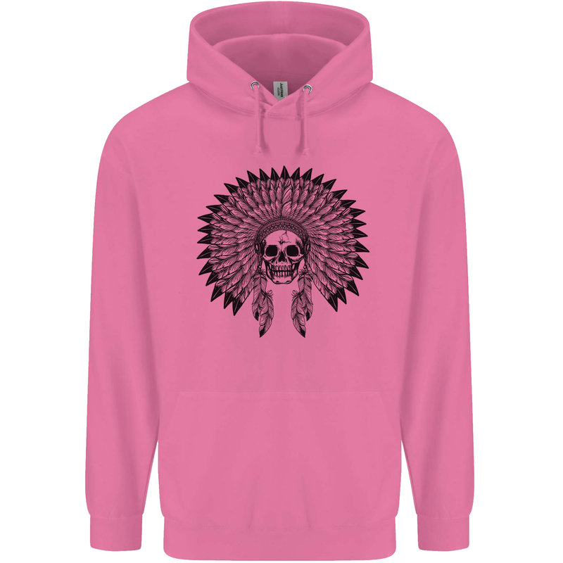 Indian Skull Headdress Biker Motorcycle Mens 80% Cotton Hoodie Azelea