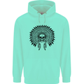 Indian Skull Headdress Biker Motorcycle Mens 80% Cotton Hoodie Peppermint