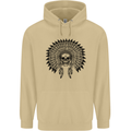 Indian Skull Headdress Biker Motorcycle Mens 80% Cotton Hoodie Sand