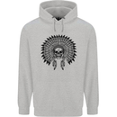 Indian Skull Headdress Biker Motorcycle Mens 80% Cotton Hoodie Sports Grey