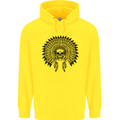 Indian Skull Headdress Biker Motorcycle Mens 80% Cotton Hoodie Yellow