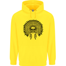 Indian Skull Headdress Biker Motorcycle Mens 80% Cotton Hoodie Yellow