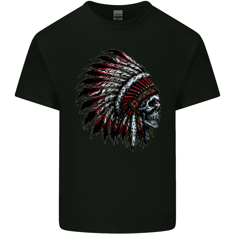 Indian Skull Headdress Biker Motorcycle Mens Cotton T-Shirt Tee Top Black