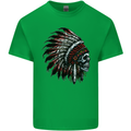 Indian Skull Headdress Biker Motorcycle Mens Cotton T-Shirt Tee Top Irish Green