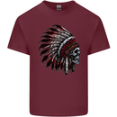 Indian Skull Headdress Biker Motorcycle Mens Cotton T-Shirt Tee Top Maroon