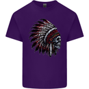 Indian Skull Headdress Biker Motorcycle Mens Cotton T-Shirt Tee Top Purple