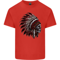 Indian Skull Headdress Biker Motorcycle Mens Cotton T-Shirt Tee Top Red
