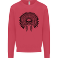 Indian Skull Headdress Biker Motorcycle Mens Sweatshirt Jumper Heliconia