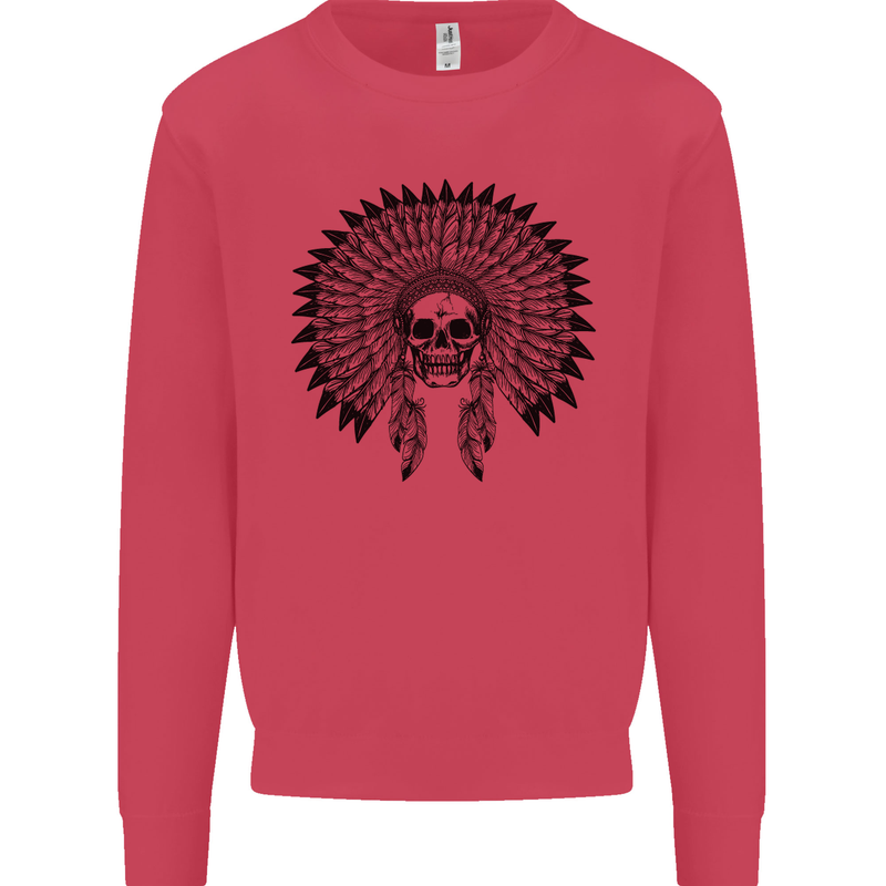 Indian Skull Headdress Biker Motorcycle Mens Sweatshirt Jumper Heliconia