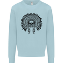 Indian Skull Headdress Biker Motorcycle Mens Sweatshirt Jumper Light Blue
