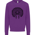 Indian Skull Headdress Biker Motorcycle Mens Sweatshirt Jumper Purple