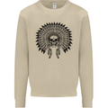 Indian Skull Headdress Biker Motorcycle Mens Sweatshirt Jumper Sand