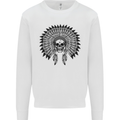 Indian Skull Headdress Biker Motorcycle Mens Sweatshirt Jumper White