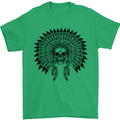 Indian Skull Headdress Biker Motorcycle Mens T-Shirt Cotton Gildan Irish Green
