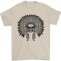 Indian Skull Headdress Biker Motorcycle Mens T-Shirt Cotton Gildan Sand