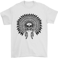 Indian Skull Headdress Biker Motorcycle Mens T-Shirt Cotton Gildan White