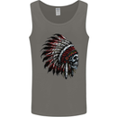 Indian Skull Headdress Biker Motorcycle Mens Vest Tank Top Charcoal