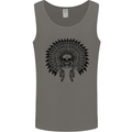 Indian Skull Headdress Biker Motorcycle Mens Vest Tank Top Charcoal