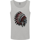 Indian Skull Headdress Biker Motorcycle Mens Vest Tank Top Sports Grey