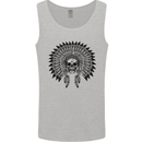 Indian Skull Headdress Biker Motorcycle Mens Vest Tank Top Sports Grey