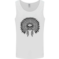 Indian Skull Headdress Biker Motorcycle Mens Vest Tank Top White