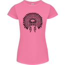 Indian Skull Headdress Biker Motorcycle Womens Petite Cut T-Shirt Azalea