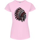 Indian Skull Headdress Biker Motorcycle Womens Petite Cut T-Shirt Light Pink