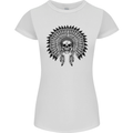 Indian Skull Headdress Biker Motorcycle Womens Petite Cut T-Shirt White
