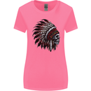 Indian Skull Headdress Biker Motorcycle Womens Wider Cut T-Shirt Azalea
