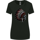 Indian Skull Headdress Biker Motorcycle Womens Wider Cut T-Shirt Black