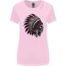 Indian Skull Headdress Biker Motorcycle Womens Wider Cut T-Shirt Light Pink