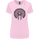Indian Skull Headdress Biker Motorcycle Womens Wider Cut T-Shirt Light Pink