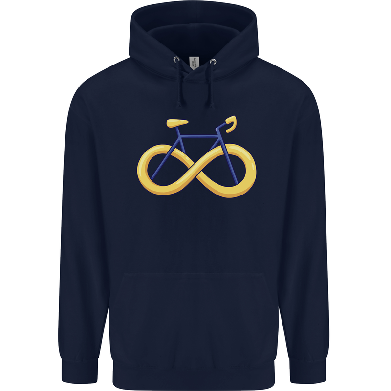 Infinity Bicycle Mens 80% Cotton Hoodie Navy Blue