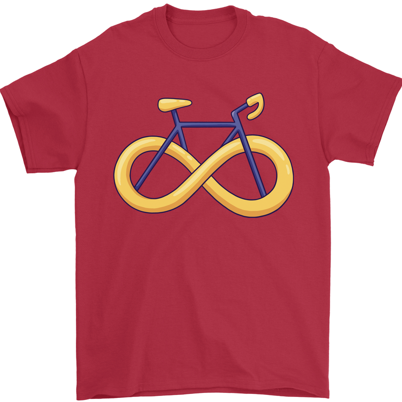 Infinity Bicycle Mens T-Shirt Cotton Gildan Red