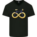 Infinity Bicycle Mens V-Neck Cotton T-Shirt Black