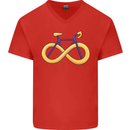 Infinity Bicycle Mens V-Neck Cotton T-Shirt Red
