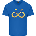 Infinity Bicycle Mens V-Neck Cotton T-Shirt Royal Blue