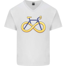 Infinity Bicycle Mens V-Neck Cotton T-Shirt White