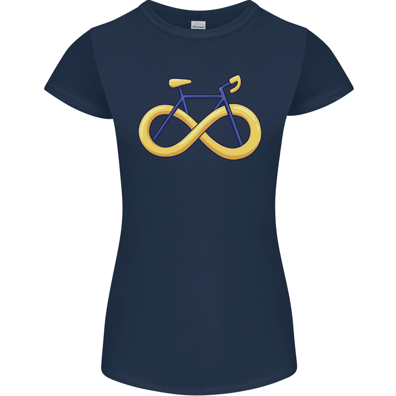 Infinity Bicycle Womens Petite Cut T-Shirt Navy Blue