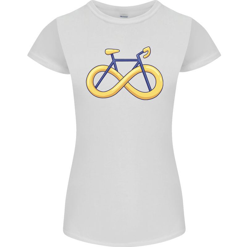 Infinity Bicycle Womens Petite Cut T-Shirt White