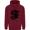 Ink Dragon Tattoo Childrens Kids Hoodie Maroon